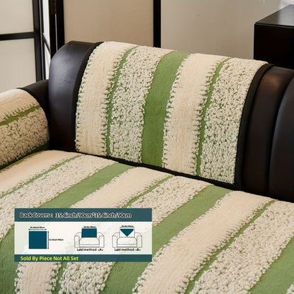 Sofa Cover Plush Jacquard Thick Non-Slip Couch Protector - Pet Friendly Furniture Cover for Living Room Bedroom Office, Machine Washable Retro Style Sofa Slipcover, Loveseat & 4-Seater, Black Grey Green Coffee