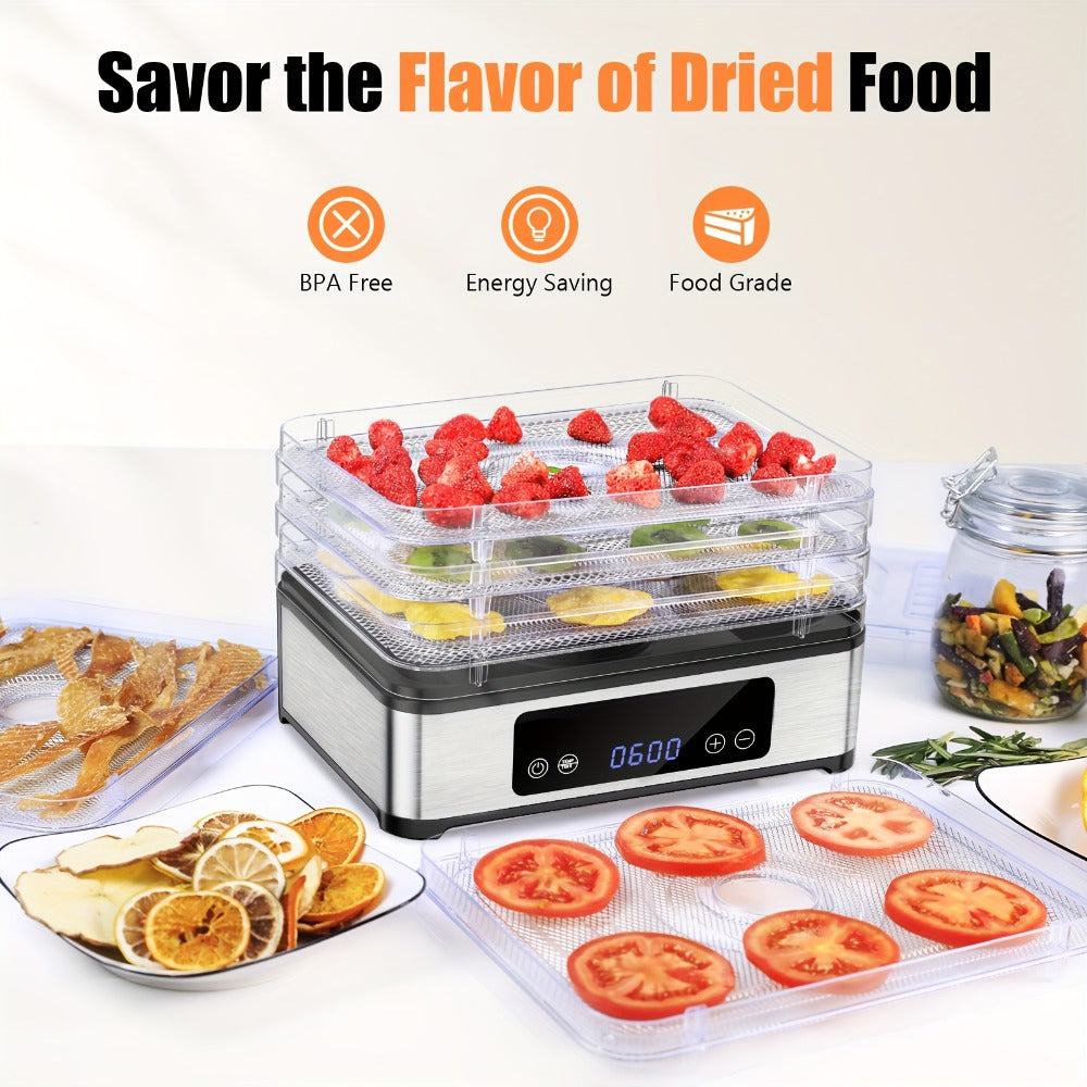 Five-Tray Digital Food Dehydrator with 420W Heating, 48-Hour Timer and 95–160°F Temperature Range