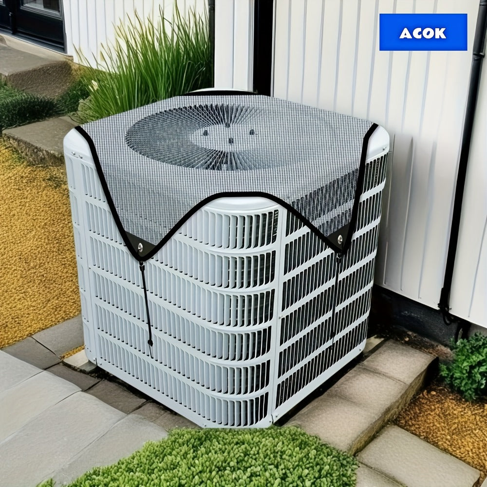 Outdoor Air Conditioner Top Cover, 26 x 26 Inch Mesh Panel with Four Elastic Hook Cords Pictured