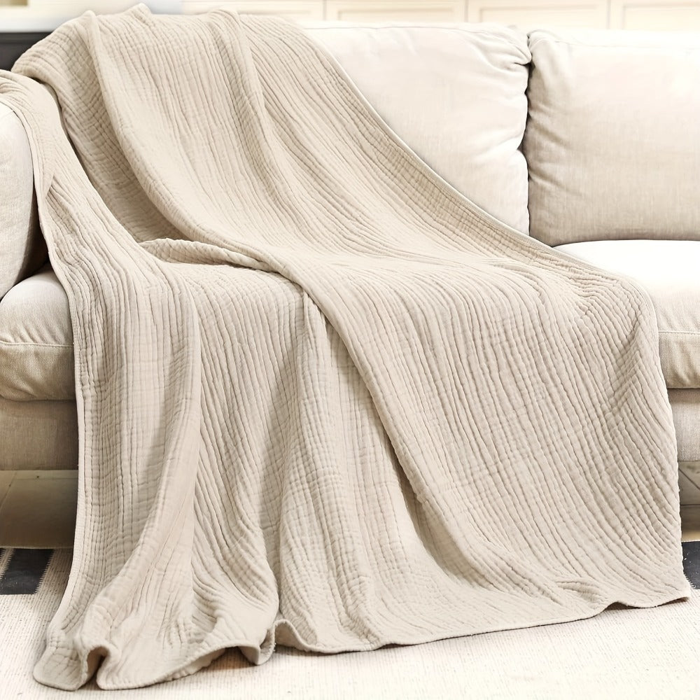 Morandi Cotton Muslin Blanket 6-Layer – Soft Gauze Throw for Couch & Bed, Lightweight Breathable All Season, Machine Washable, 6 Colors