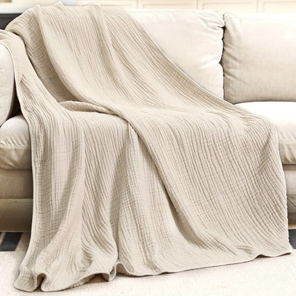 Morandi Cotton Muslin Blanket 6-Layer – Soft Gauze Throw for Couch & Bed, Lightweight Breathable All Season, Machine Washable, 6 Colors