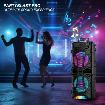 PA Speaker Karaoke Machine 3000W with Dual 6.5" Woofers, Bluetooth Wireless, FM Radio, Party Lights