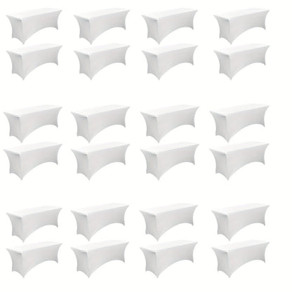 6 Foot Stretch Tablecloth 6/12/24 Pack - Rectangular Spandex Table Cover for Weddings, Trade Shows & Events