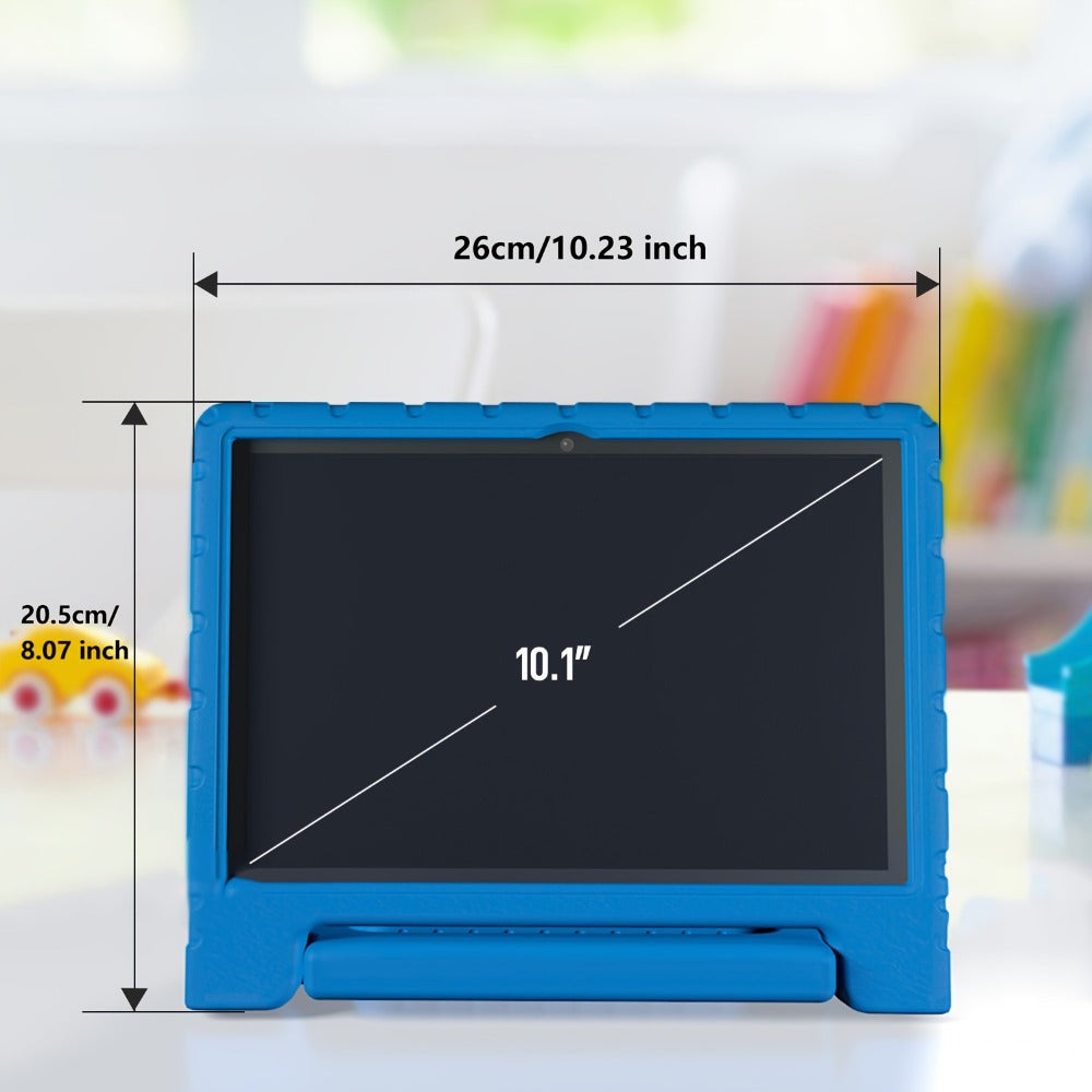Kids Tablet 10.1 Inch Android 14 8GB RAM 64GB Storage 6000mAh Battery WiFi Dual Camera 1280x800 Parental Controls Google Kids Space Drop Protection Educational Blue Pink Purple Green
