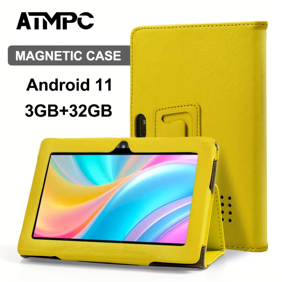 ATMPC 7-Inch Android 11 Tablet with 3GB Memory, 32GB Storage, HD IPS Display and Magnetic Folding Case