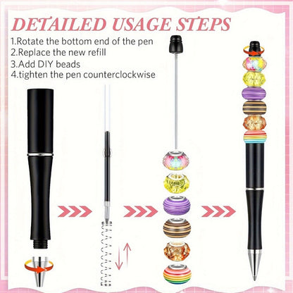 Bulk Beadable Ballpoint Pens with Black Ink, Assorted Random Colors and 40- or 60-Piece Options