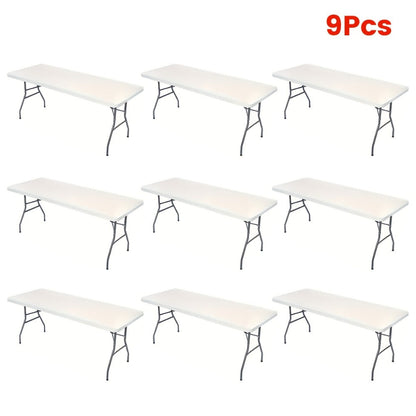 Tablecloth Elastic Cover Set for 6-Foot Rectangle Tables in 3, 6, 9 or 12 Pieces and Three Colors