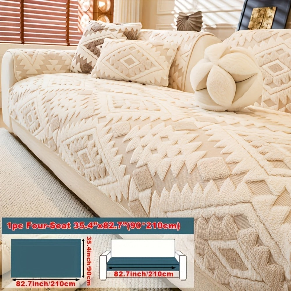 Thick Plush Sofa Cover Non-Slip Pet Friendly Machine Washable Couch Slipcover Furniture Protector for Living Room Bedroom Office Armrest to 4-Seat Multiple Colors