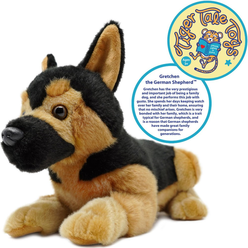 Stuffed Animal Gretchen German Shepherd in 15-Inch Scale with Realistic Seated Dog Design and Soft Fabric