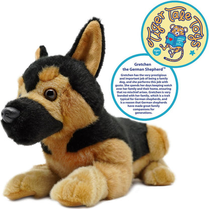 Stuffed Animal Gretchen German Shepherd in 15-Inch Scale with Realistic Seated Dog Design and Soft Fabric