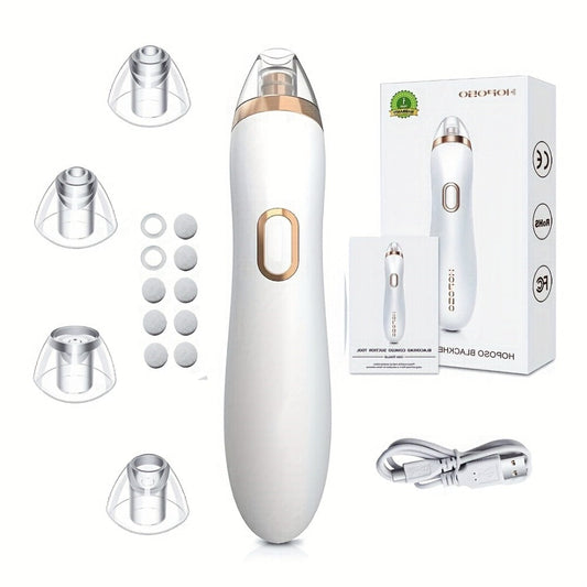 Blackhead Remover Vacuum Pore Cleaner 5 Adjustable Suction Levels - 4 Probe Heads 600mAh USB Rechargeable Portable Facial Pore Extractor for Women Men All Skin Types