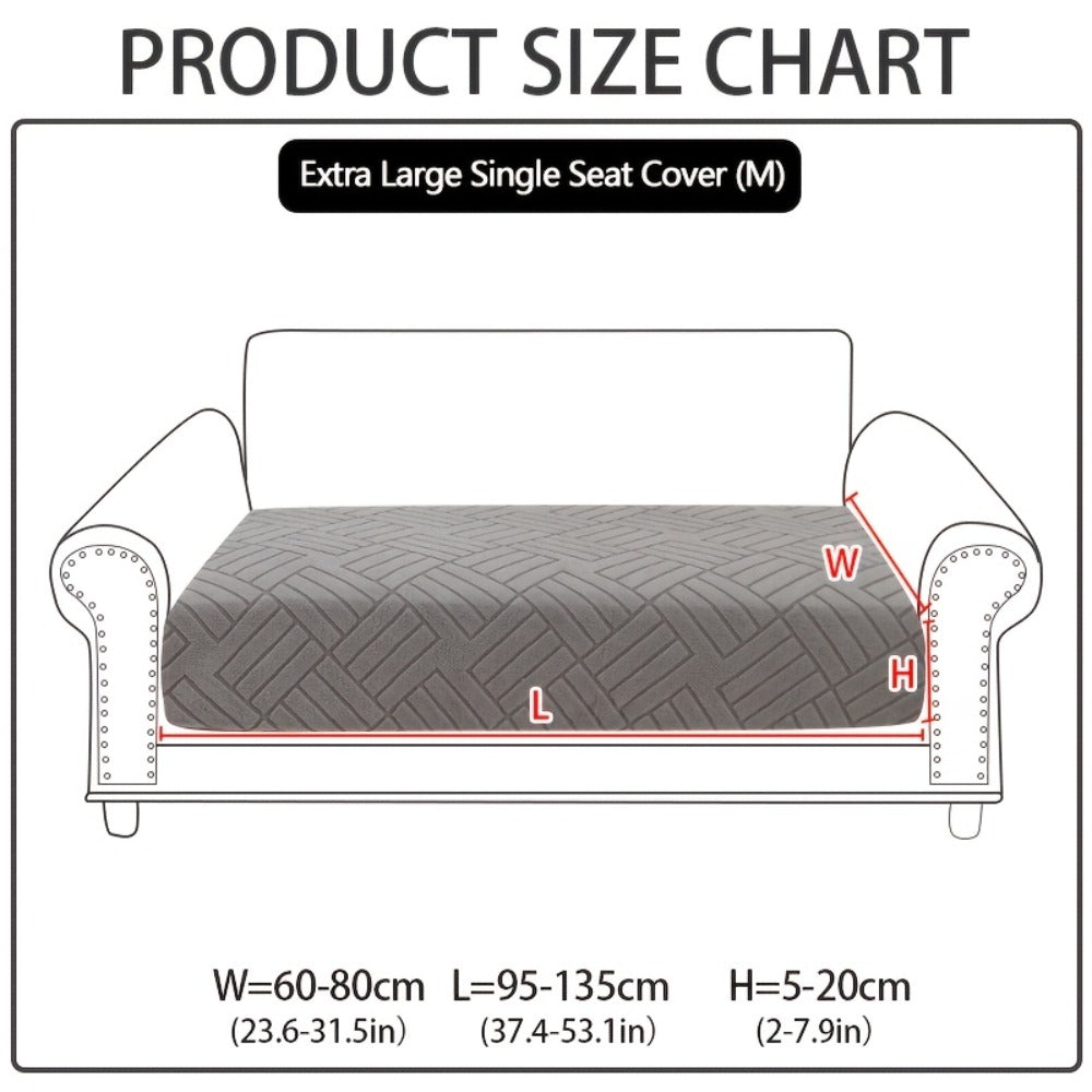 Sofa Cover, Deep Gray Stretch Seat and Chaise Slipcover with Elastic-Band Edge in Six Size Options