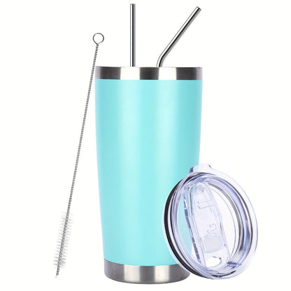 Stainless Steel Insulated Tumblers with Lid and Straw Bulk 20oz 304 Double Wall Vacuum Travel Mug for Hot Iced Coffee Drinks Water Cup Set 8pcs 12pcs 24pcs White Navy Blue Red Silver Black Mix