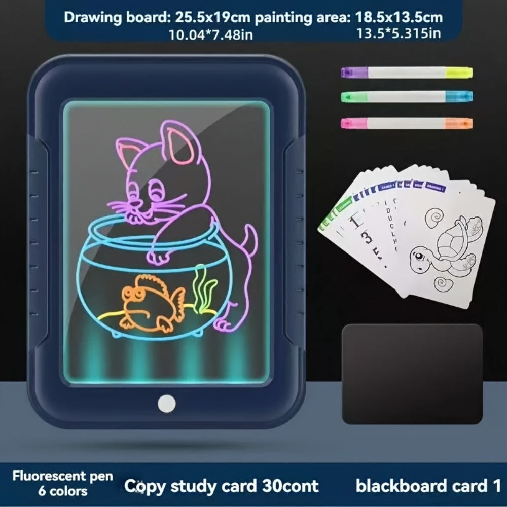 Magic LED Drawing Board for Kids with 15 Double-Sided Tracing Cards & 6 Washable Markers – Light Up Luminous Art Board for Boys & Girls Ages 3-8 | STEM Learning Toy | Perfect Christmas & Birthday Gift