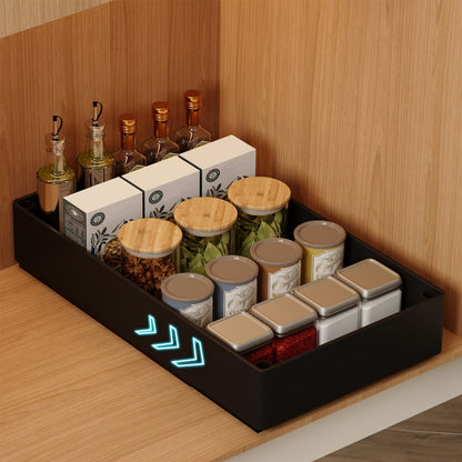 Pull-Out Cabinet Organizer with Sliding Storage Tray in White, Black or Grey for Shelf Organization