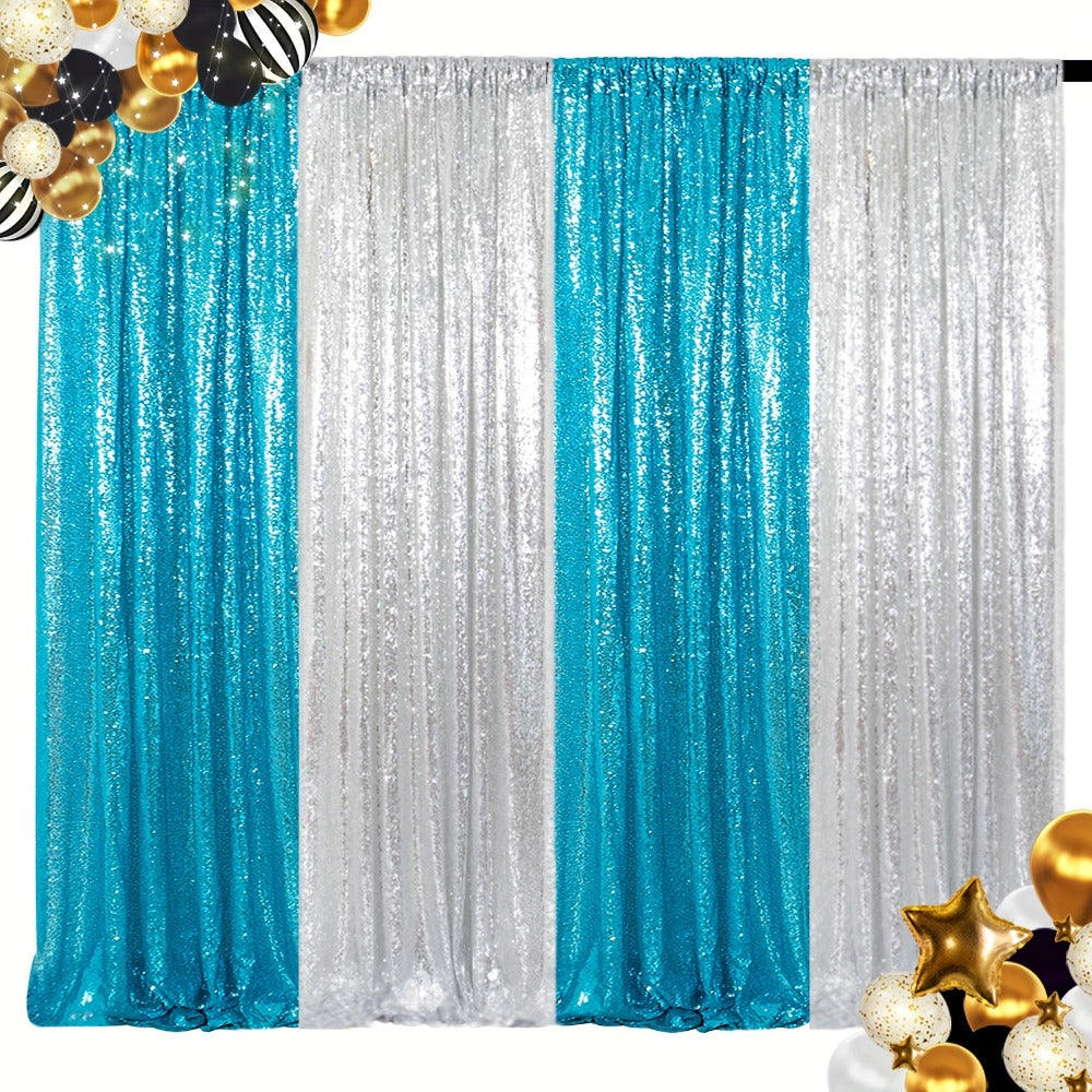 Sequin Backdrop Curtain 4 Panels 2FTx8FT – Shimmer Glitter Background for Wedding Party Photo Booth Decoration