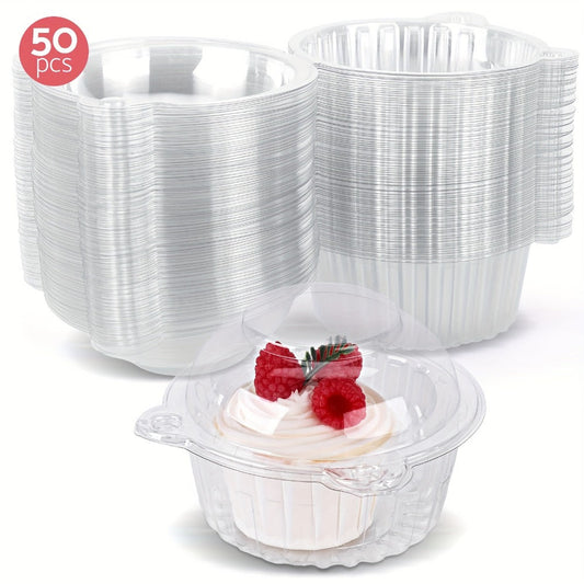 Individual Cupcake Container Set, 80 Clear Plastic Boxes with Dome Lids and Flip-Top Closures