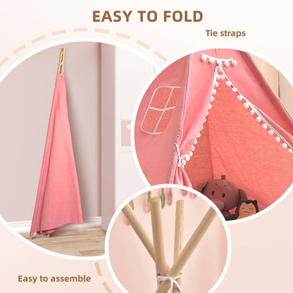Kids Teepee Play Tent with 140 x 120cm Frame, White, Blue, Pink or Star Fabric Options and No Sitting Mat