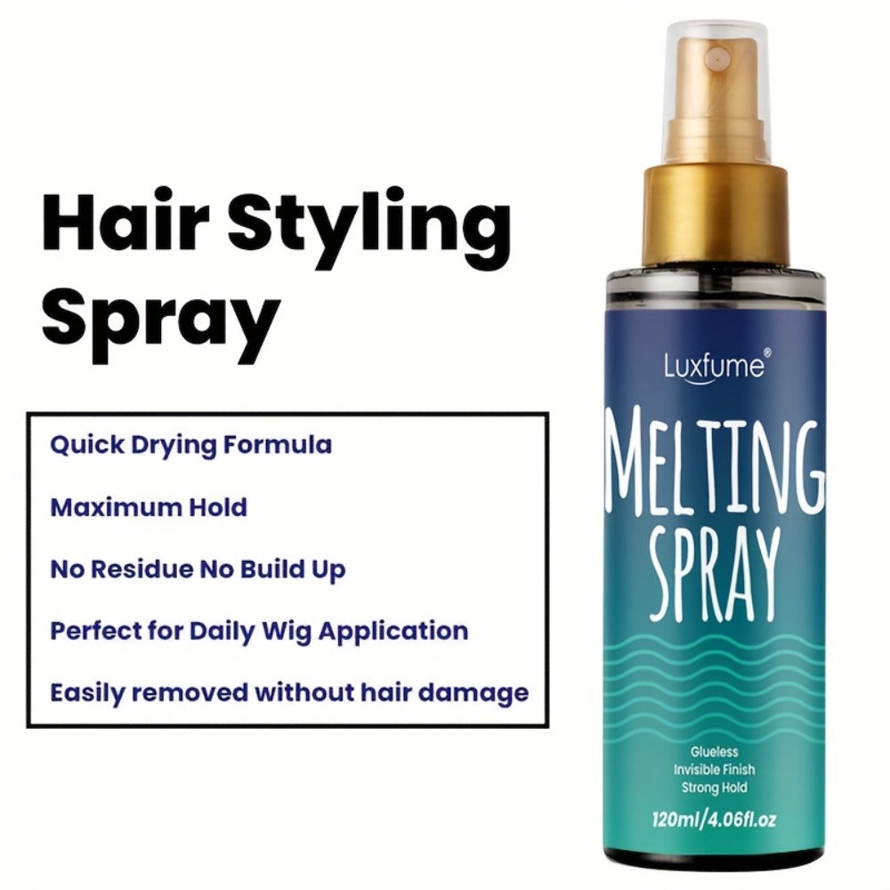 Lace Melting Spray for Wigs Invisible Hold No Residue Strong Bond Quick Dry Transparent Wig Adhesive Spray for Lace Front Full Lace Daily Styling Women