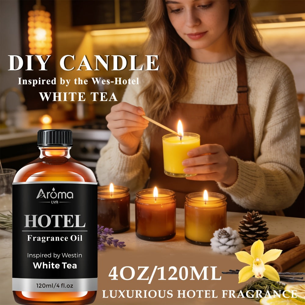 120ml Hotel-Style Fragrance Oil for Diffuser or Candle Projects in M Way, White Tea, Carlton or Beach Villas