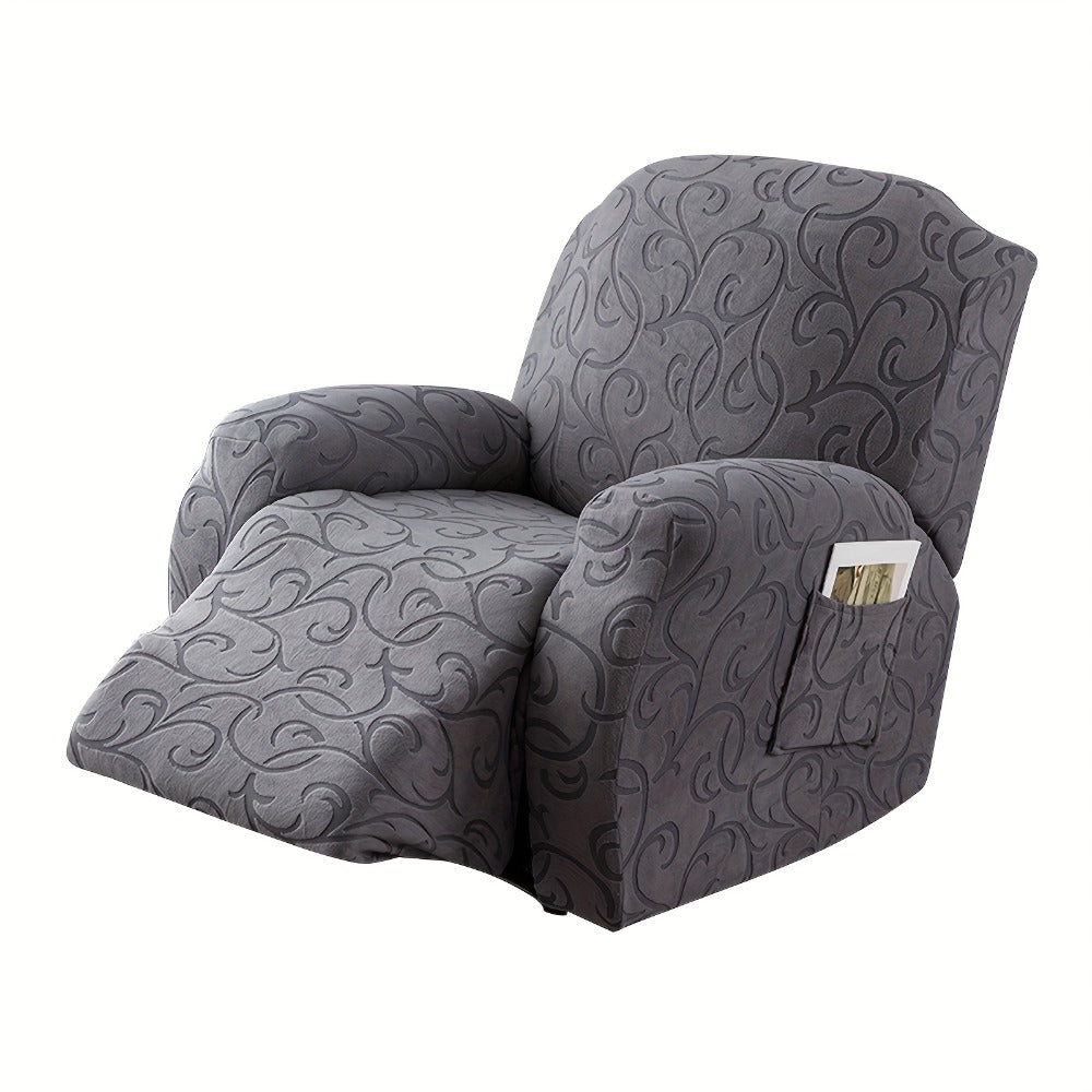 Chair Cover Four-Piece Stretch Recliner Slipcover with Swirl Texture and Four Available Color Choices