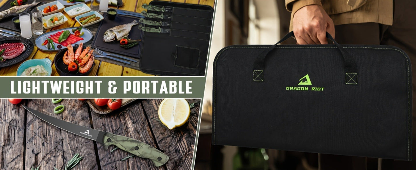 Four-Piece Fillet Knife Set with 5-, 6-, 7- and 9-Inch Labels, Zip Storage Bag and Pocket Sharpener