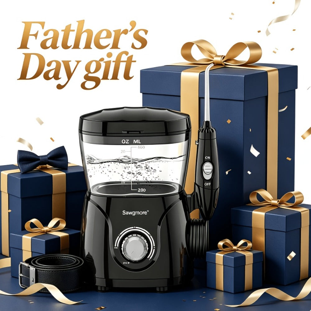 600 ml Desktop Water Flosser in Black with 10 Pressure Levels, Eight Nozzles and Large Tank