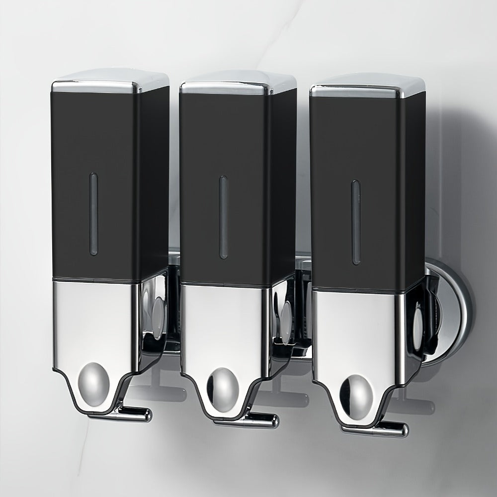 Three-Bottle Wall-Mounted Soap Dispenser Set with 16.91 oz 500 ml Source Capacity in Five Finish Options