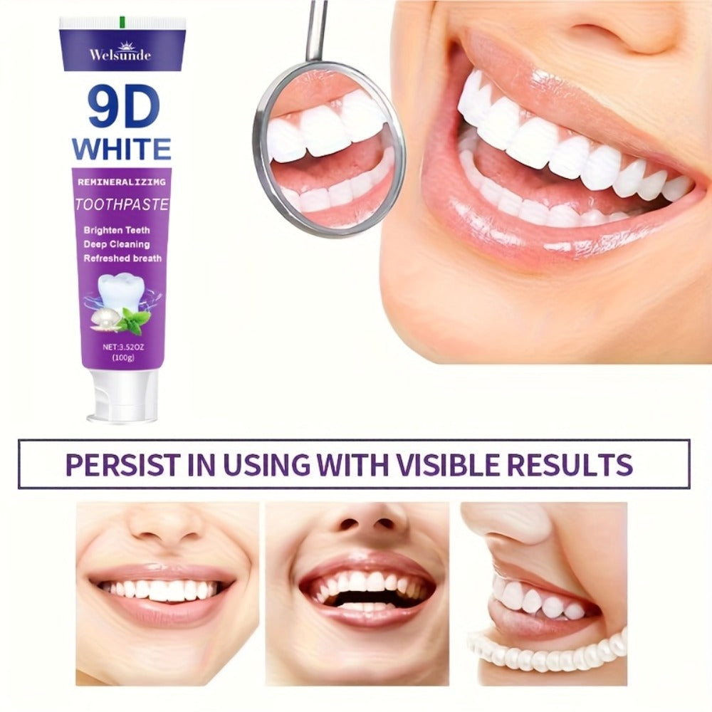 Purple Toothpaste 2pcs Hydroxyapatite Whitening Deep Cleaning European Formula Mint Flavor Fresh Breath Gentle on Gums Travel Size 100g Oral Care Gift for Women Men Sensitive Teeth