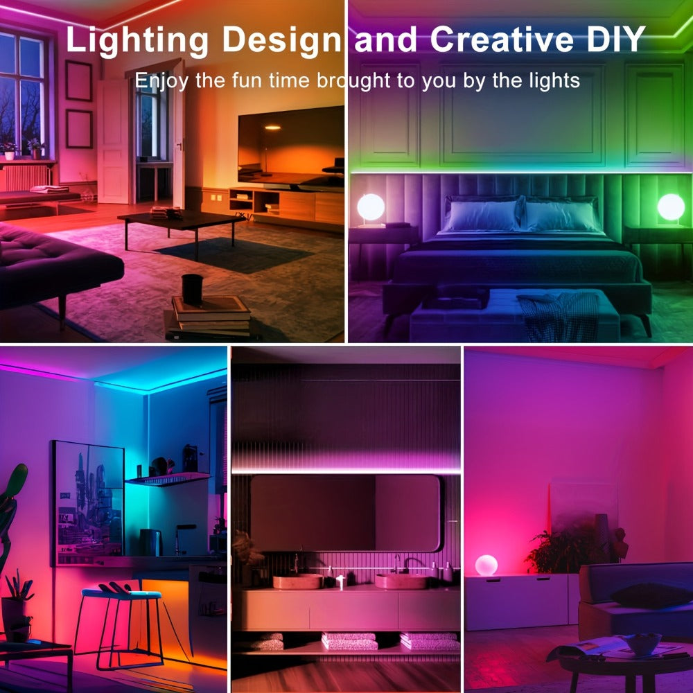 RGB LED Strip Lights for Party Wedding Event with 44-Key Remote - Colorful Color Changing Dimmable 50FT 100FT for Bedroom Kitchen Bar Holiday Home Decoration