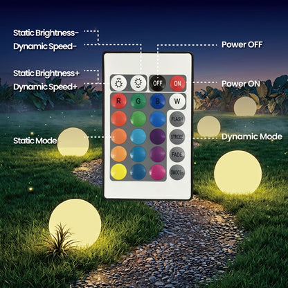 Solar Outdoor Lights 8-Inch RGB Globe with Remote, 16 Colors, 8 Brightness Levels and 4 Effects