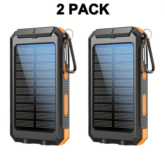 2-Pack Solar Power Bank 20000mAh 40000mAh Portable Dual USB Fast Charging with Built-In LED Flashlight - Emergency Solar Charger for Hiking Camping Outdoor Survival, Compatible with iPhone Android Samsung