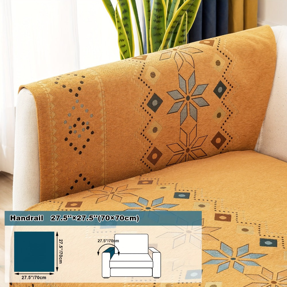 Sofa Cover Bohemian Geometric Panels for 1 to 4 Seats, Armrest or Backrest in Five Color Options
