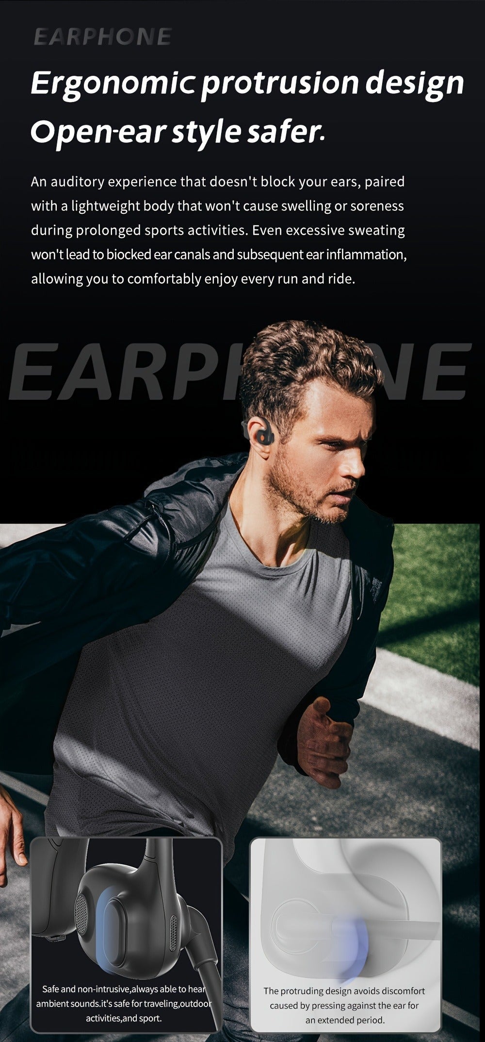 Open-Air Conduction Wireless Business Earphones Dual ENC Noise Canceling Microphones for Bedside Audio, Alarms and Room Entertainment