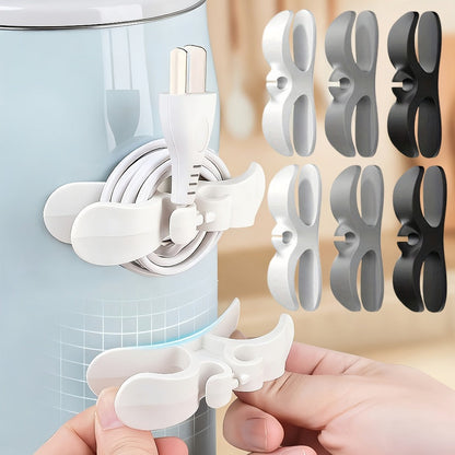 Cable Clips Wall Mounted Wire Organizer 12 Pcs Adhesive Cable Management Clips for Desk Kitchen Countertop, Cord Holder for Coffee Maker Small Appliances TV Computer, Space-Saving Cable Winder