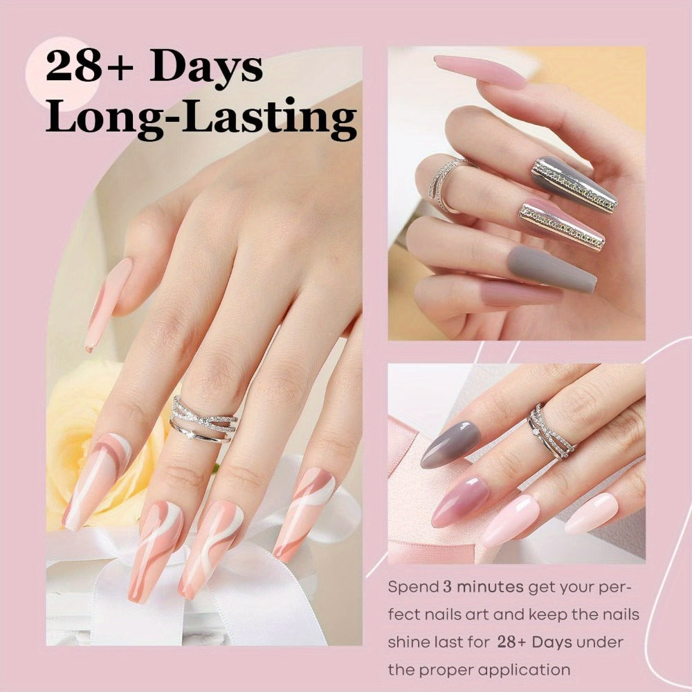 Dip Powder Nail Kit with NOCIS Label, Four Nude Gray Pink Powders, Three 10ml Liquids and Four Tools