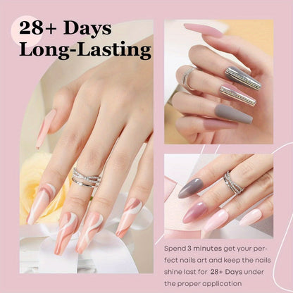 Dip Powder Nail Kit with NOCIS Label, Four Nude Gray Pink Powders, Three 10ml Liquids and Four Tools