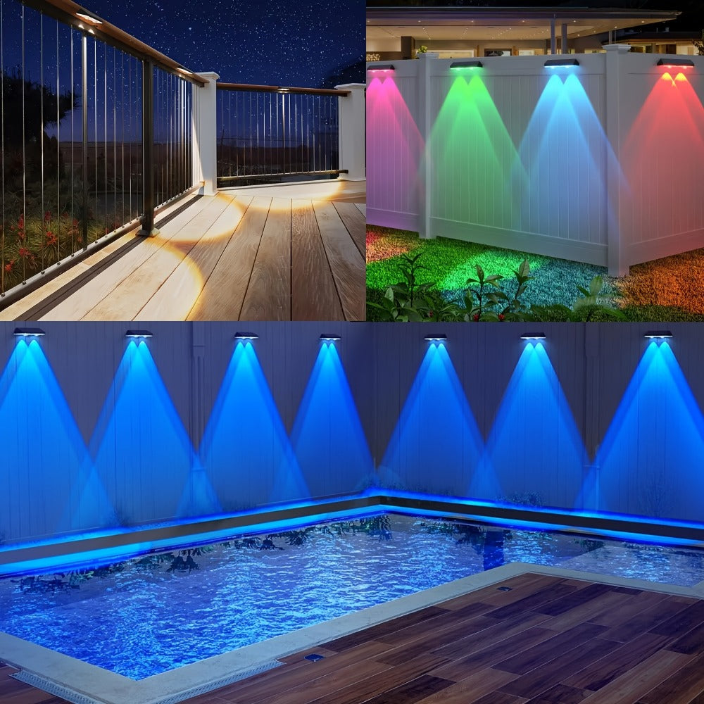 Solar Garden Light Fence Wall Fixtures with 9 Modes, Dusk Sensor and 4 or 8-Pack Options for Outdoor Garden Decor