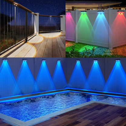 Solar Garden Light Fence Wall Fixtures with 9 Modes, Dusk Sensor and 4 or 8-Pack Options for Outdoor Garden Decor