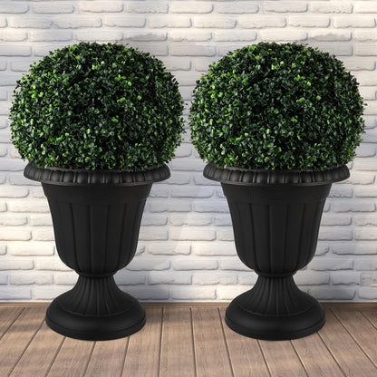 Plastic Urn Planters 2 Pack Outdoor Indoor Flower Pots with Pedestal Front Porch Decor Garden Patio Wedding Party Home Decor Classic Style