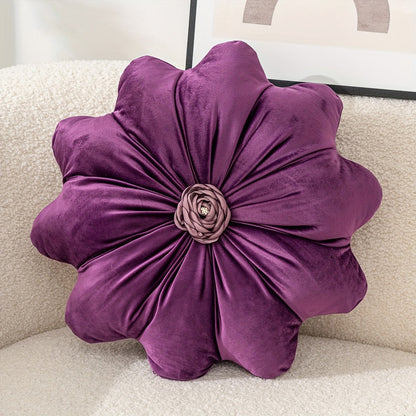 Round Flower Shaped Throw Pillow with Insert 16 Inch Soft Knit Decorative Cushion Machine Washable Zipper for Sofa Bed Car Home Decor 5 Colors