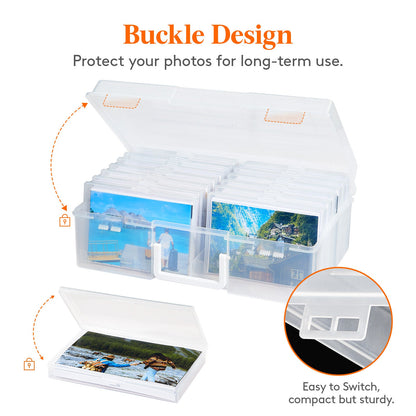 Photo Storage Box with 14 or 18 Inner Keeper Cases in Clear, Black or Multicolor Configurations