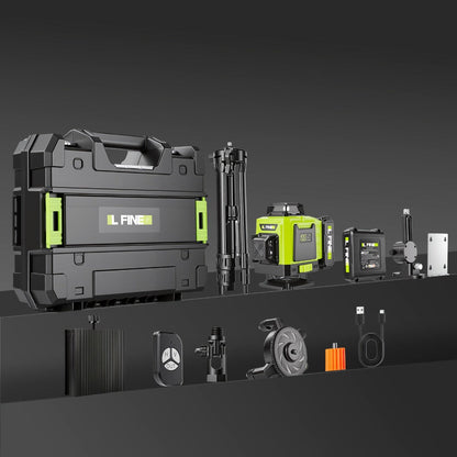 16-Line-Labeled Laser Level Packages in Five Red or Green Housing and Tripod Configurations