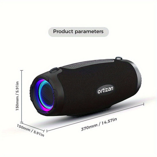 100W Portable Bluetooth Boombox Speaker IPX7 Waterproof with Deep Bass Subwoofer, 12H Playtime, EQ, USB Playback & LED Lights for Outdoor Party, Camping, Beach — Great Gift for Men & Women