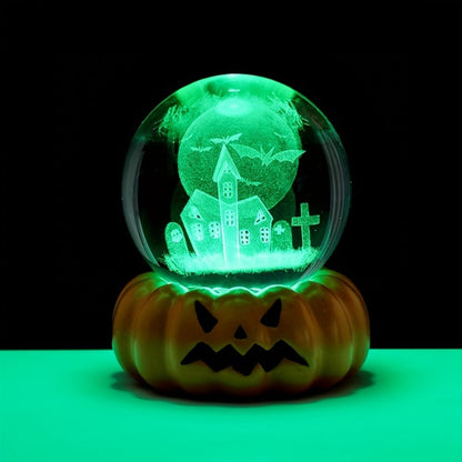 Night Light Blue Starry-Sky Crystal Orb Lamp with 3D Galaxy Pattern, Wood-Tone Base and Single Style