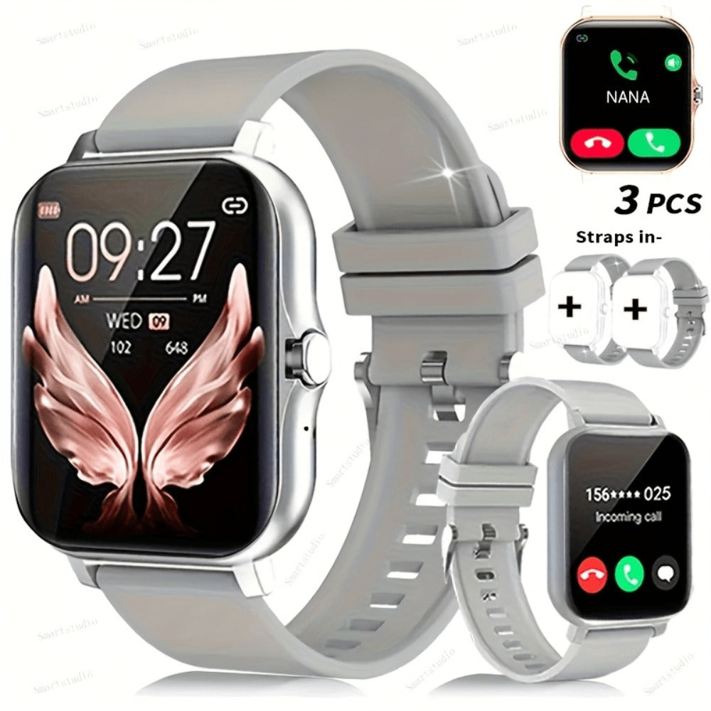 Unisex GPS Smartwatch 1.83" Full Touch – Wireless Calling, Music Playback, Remote Camera Control, Multi-Sport Fitness Tracker, Message Alerts, Pink Silver Gold – Android & iPhone Gift Watch