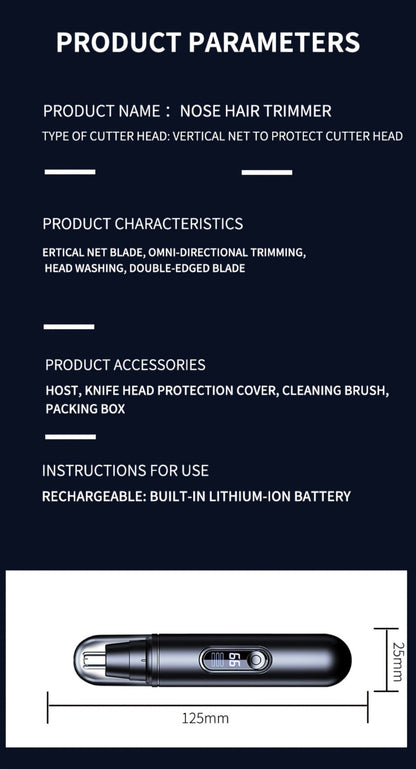 Rechargeable Nose, Ear and Eyebrow Hair Trimmer with LED Display in Two Exact Checkout Configurations