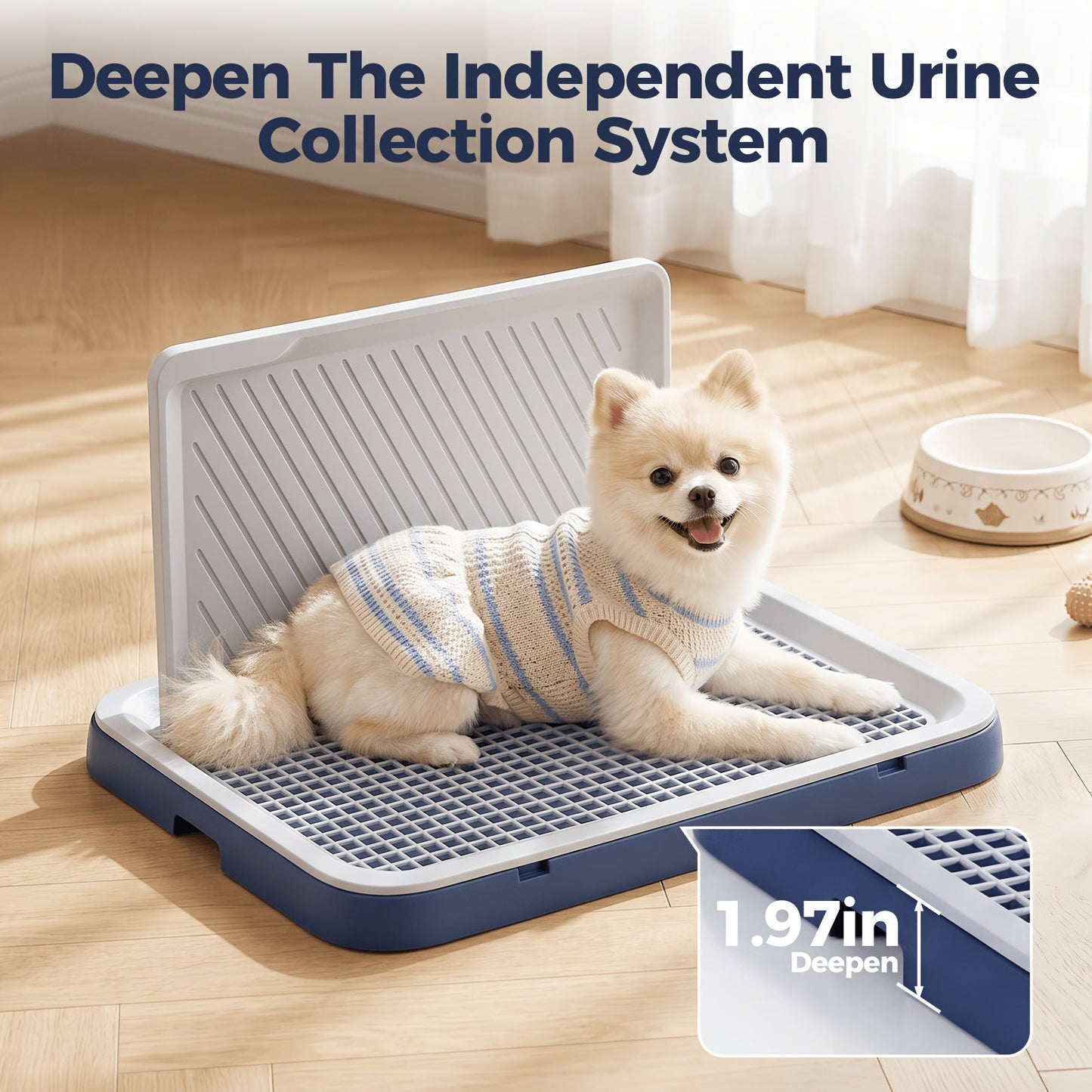 Indoor Dog Toilet Tray – Splash-Proof Wall Style, Non-Slip Removable Pet Potty Tray in Thickened PP for Small to Medium Dogs, Extra Large