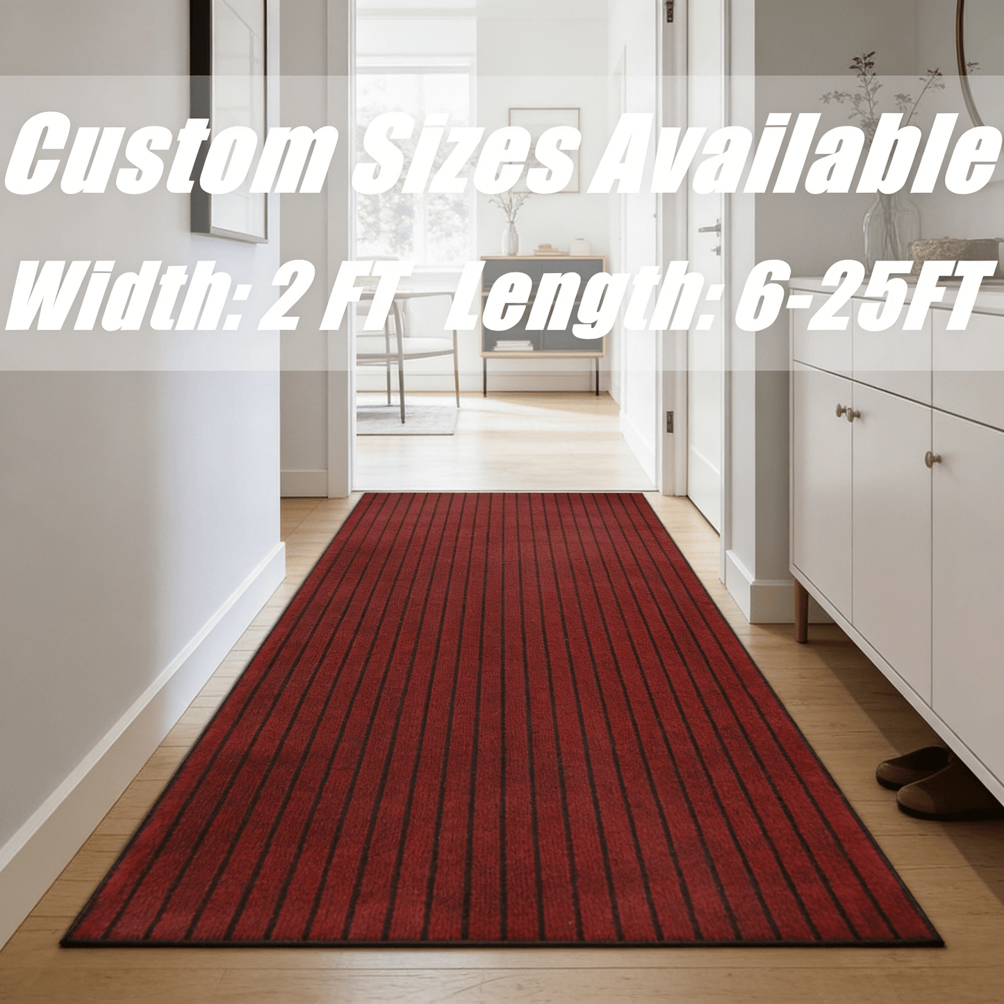 Two-Foot Hallway Runner with Eight Pattern-Color Families and 75 Listed Length Combinations