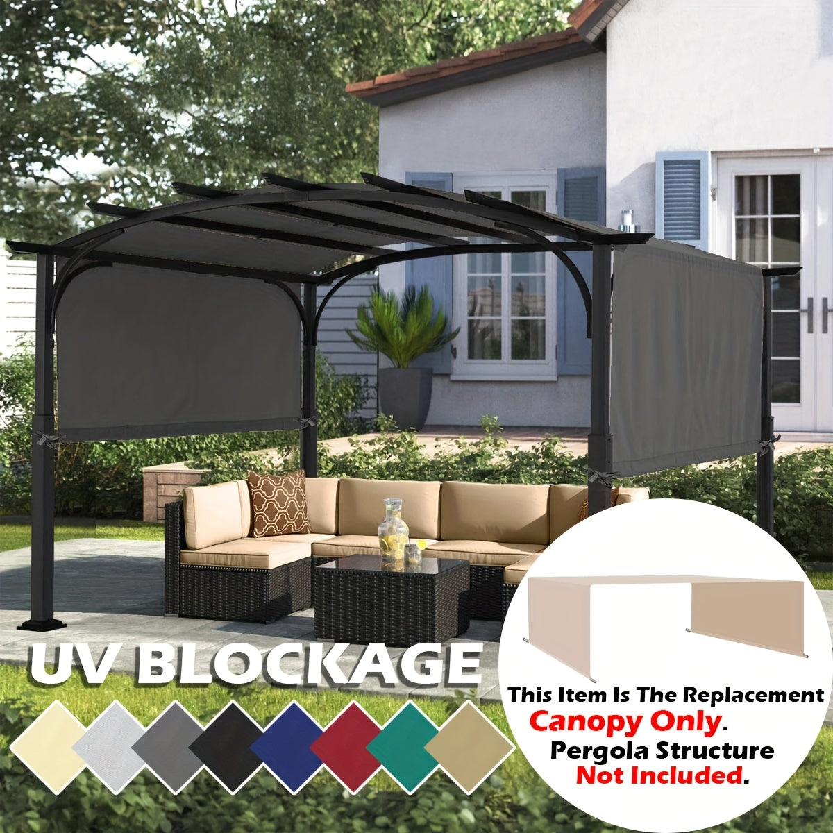 Pergola Canopy UV Resistant | Outdoor Patio Shade Waterproof Replacement